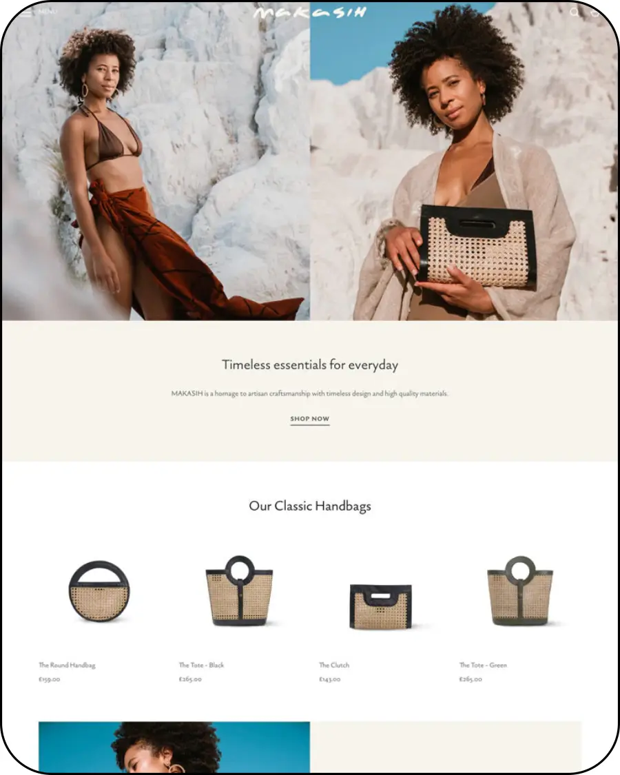 light background, shopify beauty fashion storefront, boutique skincare product catalog, ecommerce store design, storelister competitor analysis