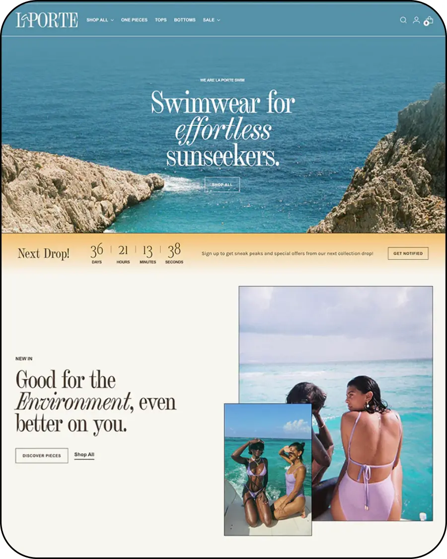 white background, shopify ecommerce storefront, curated product collection page, online store showcase, storelister market research